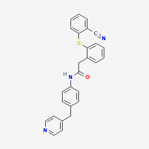 molecular formula C27H21N3OS B11505789 2-{2-[(2-cyanophenyl)sulfanyl]phenyl}-N-[4-(pyridin-4-ylmethyl)phenyl]acetamide 