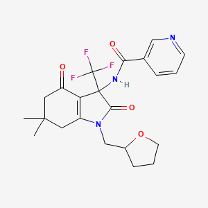 N-[6,6-dimethyl-2,4-dioxo-1-(tetrahydrofuran-2-ylmethyl)-3-(trifluoromethyl)-2,3,4,5,6,7-hexahydro-1H-indol-3-yl]pyridine-3-carboxamide