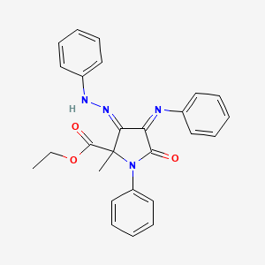 molecular formula C26H24N4O3 B11505821 ethyl (3E,4Z)-2-methyl-5-oxo-1-phenyl-3-(2-phenylhydrazinylidene)-4-(phenylimino)prolinate 