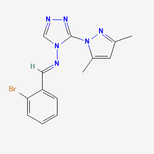 molecular formula C14H13BrN6 B11505844 N-[(E)-(2-bromophenyl)methylidene]-3-(3,5-dimethyl-1H-pyrazol-1-yl)-4H-1,2,4-triazol-4-amine 