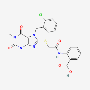 molecular formula C23H20ClN5O5S B11505848 2-[({[7-(2-chlorobenzyl)-1,3-dimethyl-2,6-dioxo-2,3,6,7-tetrahydro-1H-purin-8-yl]sulfanyl}acetyl)amino]benzoic acid 