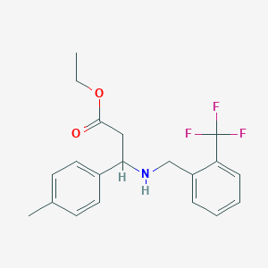 molecular formula C20H22F3NO2 B11505859 Propionic acid ethyl ester, 3-p-tolyl-3-(2-trifluoromethylbenzylamino)- 