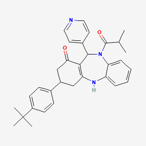 3-[4-(tert-butyl)phenyl]-10-isobutyryl-11-(4-pyridyl)-2,3,4,5,10,11-hexahydro-1H-dibenzo[b,e][1,4]diazepin-1-one