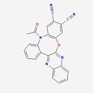 molecular formula C24H13N5O2 B11505946 8-acetyl-15-oxa-8,17,24-triazapentacyclo[14.8.0.02,7.09,14.018,23]tetracosa-1(24),2,4,6,9(14),10,12,16,18,20,22-undecaene-11,12-dicarbonitrile 