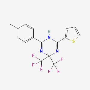 molecular formula C16H11F6N3S B11505947 2-(4-Methylphenyl)-6-(thiophen-2-yl)-4,4-bis(trifluoromethyl)-1,4-dihydro-1,3,5-triazine 