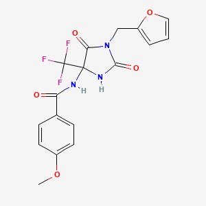 N-[1-(furan-2-ylmethyl)-2,5-dioxo-4-(trifluoromethyl)imidazolidin-4-yl]-4-methoxybenzamide