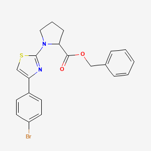 molecular formula C21H19BrN2O2S B11506001 Benzyl 1-[4-(4-bromophenyl)-1,3-thiazol-2-yl]pyrrolidine-2-carboxylate 