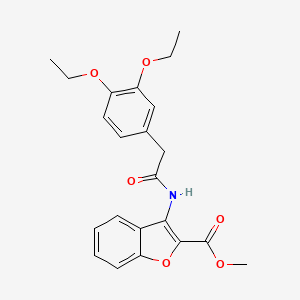 molecular formula C22H23NO6 B11506012 3-[2-(3,4-Diethoxy-phenyl)-acetylamino]-benzofuran-2-carboxylic acid methyl ester 