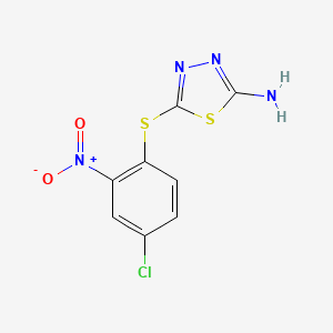 molecular formula C8H5ClN4O2S2 B11506042 5-[(4-Chloro-2-nitrophenyl)sulfanyl]-1,3,4-thiadiazol-2-amine 