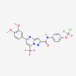 molecular formula C24H18ClF5N4O4 B11506060 N-{4-[chloro(difluoro)methoxy]phenyl}-5-(3,4-dimethoxyphenyl)-N-methyl-7-(trifluoromethyl)pyrazolo[1,5-a]pyrimidine-2-carboxamide 