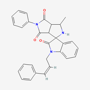 molecular formula C29H25N3O3 B11506068 3'-methyl-5'-phenyl-1-[(2Z)-3-phenylprop-2-en-1-yl]-3a',6a'-dihydro-2'H-spiro[indole-3,1'-pyrrolo[3,4-c]pyrrole]-2,4',6'(1H,3'H,5'H)-trione 