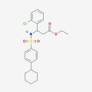 Ethyl 3-(2-chlorophenyl)-3-{[(4-cyclohexylphenyl)sulfonyl]amino}propanoate