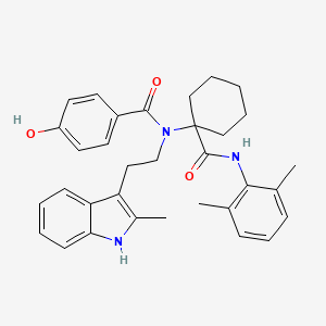 N-{1-[(2,6-dimethylphenyl)carbamoyl]cyclohexyl}-4-hydroxy-N-[2-(2-methyl-1H-indol-3-yl)ethyl]benzamide