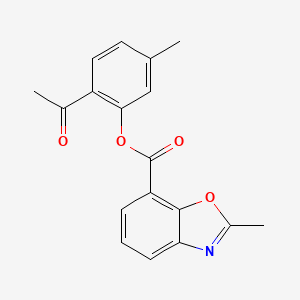 molecular formula C18H15NO4 B11506113 2-Acetyl-5-methylphenyl 2-methyl-1,3-benzoxazole-7-carboxylate 