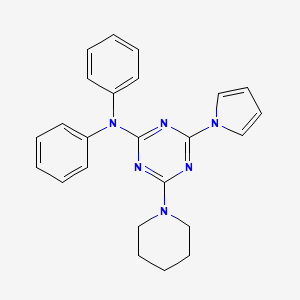 molecular formula C24H24N6 B11506121 N,N-diphenyl-4-(piperidin-1-yl)-6-(1H-pyrrol-1-yl)-1,3,5-triazin-2-amine 