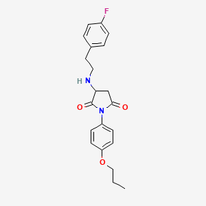 molecular formula C21H23FN2O3 B11506126 3-{[2-(4-Fluorophenyl)ethyl]amino}-1-(4-propoxyphenyl)pyrrolidine-2,5-dione 