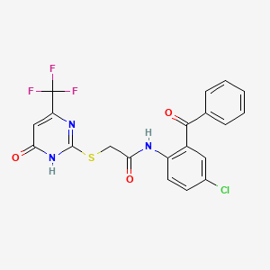 N-[4-chloro-2-(phenylcarbonyl)phenyl]-2-{[4-hydroxy-6-(trifluoromethyl)pyrimidin-2-yl]sulfanyl}acetamide