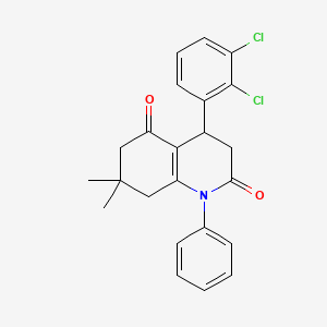 molecular formula C23H21Cl2NO2 B11506151 4-(2,3-dichlorophenyl)-7,7-dimethyl-1-phenyl-4,6,7,8-tetrahydroquinoline-2,5(1H,3H)-dione 