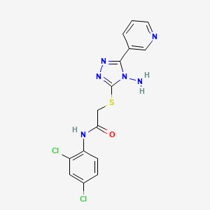 molecular formula C15H12Cl2N6OS B11506159 2-{[4-amino-5-(pyridin-3-yl)-4H-1,2,4-triazol-3-yl]sulfanyl}-N-(2,4-dichlorophenyl)acetamide 