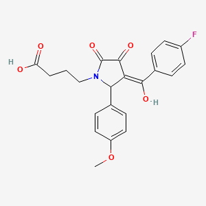 molecular formula C22H20FNO6 B11506164 4-[3-(4-fluorobenzoyl)-4-hydroxy-2-(4-methoxyphenyl)-5-oxo-2,5-dihydro-1H-pyrrol-1-yl]butanoic acid 