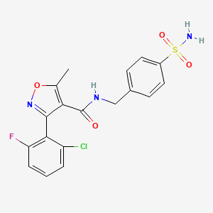 molecular formula C18H15ClFN3O4S B11506166 3-(2-chloro-6-fluorophenyl)-5-methyl-N-[(4-sulfamoylphenyl)methyl]-1,2-oxazole-4-carboxamide 