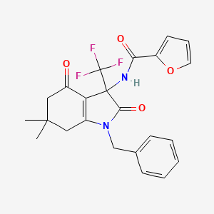 N-[1-benzyl-6,6-dimethyl-2,4-dioxo-3-(trifluoromethyl)-2,3,4,5,6,7-hexahydro-1H-indol-3-yl]furan-2-carboxamide