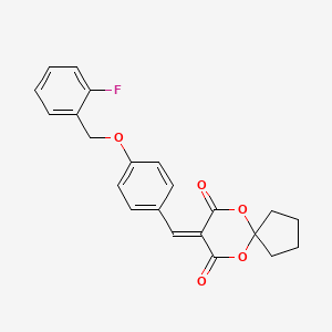 molecular formula C22H19FO5 B11506208 8-{4-[(2-Fluorobenzyl)oxy]benzylidene}-6,10-dioxaspiro[4.5]decane-7,9-dione 