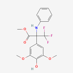 Propionic acid, 3,3,3-trifluoro-2-(4-hydroxy-3,5-dimethoxyphenyl)-2-phenylamino-, methyl ester