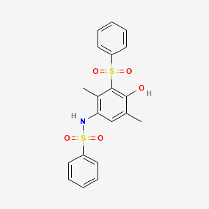 molecular formula C20H19NO5S2 B11506229 N-[3-(benzenesulfonyl)-4-hydroxy-2,5-dimethylphenyl]benzenesulfonamide 