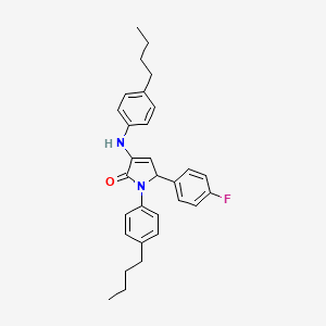 molecular formula C30H33FN2O B11506230 1-(4-Butylphenyl)-3-[(4-butylphenyl)amino]-5-(4-fluorophenyl)-2,5-dihydro-1H-pyrrol-2-one 