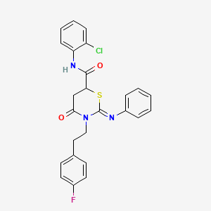 molecular formula C25H21ClFN3O2S B11506291 (2Z)-N-(2-chlorophenyl)-3-[2-(4-fluorophenyl)ethyl]-4-oxo-2-(phenylimino)-1,3-thiazinane-6-carboxamide 