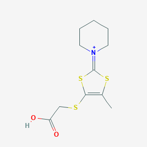 molecular formula C11H16NO2S3+ B11506303 5-[(Carboxymethyl)sulfanyl]-4-methyl-2-piperidino-1,3-dithiol-1-ium 