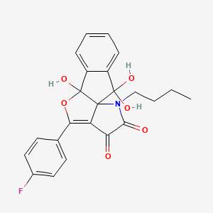 molecular formula C23H20FNO6 B11506313 15-butyl-11-(4-fluorophenyl)-2,2,9-trihydroxy-10-oxa-15-azatetracyclo[7.6.0.01,12.03,8]pentadeca-3,5,7,11-tetraene-13,14-dione 