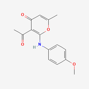 molecular formula C15H15NO4 B11506316 3-acetyl-2-[(4-methoxyphenyl)amino]-6-methyl-4H-pyran-4-one 