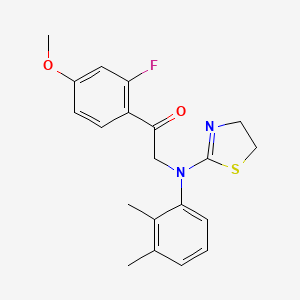 molecular formula C20H21FN2O2S B11506341 2-[4,5-Dihydro-1,3-thiazol-2-yl(2,3-dimethylphenyl)amino]-1-(2-fluoro-4-methoxyphenyl)ethanone 