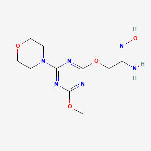 molecular formula C10H16N6O4 B11506363 (1Z)-N'-hydroxy-2-[(4-methoxy-6-morpholin-4-yl-1,3,5-triazin-2-yl)oxy]ethanimidamide 