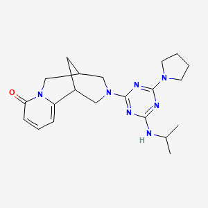 molecular formula C21H29N7O B11506386 Pyrido[1,2-a][1,5]diazocin-8-one, 3-(4-isopropylamino-6-pyrrolidin-1-yl-[1,3,5]triazin-2-yl)-1,2,3,4,5,6-hexahydro-1,5-methano- 