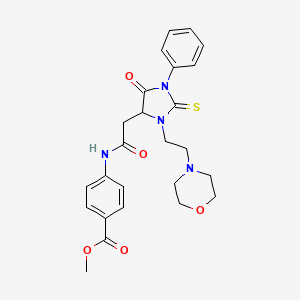 molecular formula C25H28N4O5S B11506407 Methyl 4-[({3-[2-(morpholin-4-yl)ethyl]-5-oxo-1-phenyl-2-thioxoimidazolidin-4-yl}acetyl)amino]benzoate 