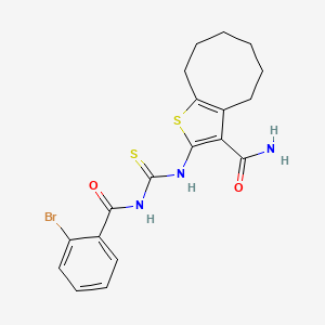 molecular formula C19H20BrN3O2S2 B11506423 2-({[(2-Bromophenyl)carbonyl]carbamothioyl}amino)-4,5,6,7,8,9-hexahydrocycloocta[b]thiophene-3-carboxamide 