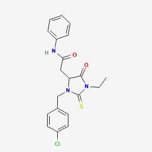 2-[3-(4-chlorobenzyl)-1-ethyl-5-oxo-2-thioxoimidazolidin-4-yl]-N-phenylacetamide