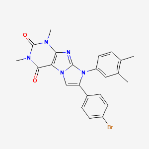 molecular formula C23H20BrN5O2 B11506473 7-(4-bromophenyl)-8-(3,4-dimethylphenyl)-1,3-dimethyl-1H-imidazo[2,1-f]purine-2,4(3H,8H)-dione 