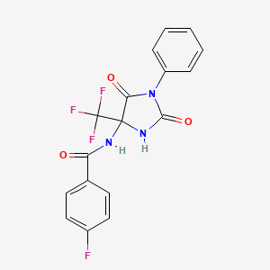 N-[2,5-dioxo-1-phenyl-4-(trifluoromethyl)imidazolidin-4-yl]-4-fluorobenzamide