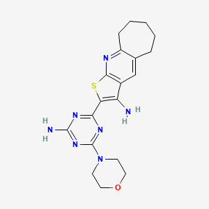 molecular formula C19H23N7OS B11506486 2-(4-amino-6-morpholino-1,3,5-triazin-2-yl)-6,7,8,9-tetrahydro-5H-cyclohepta[b]thieno[3,2-e]pyridin-3-amine 