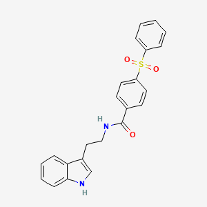 molecular formula C23H20N2O3S B11506507 4-(benzenesulfonyl)-N-[2-(1H-indol-3-yl)ethyl]benzamide 