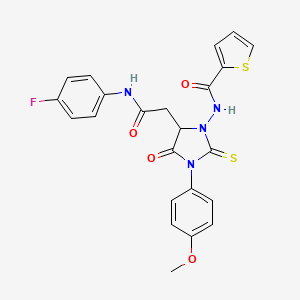 N-[5-{2-[(4-fluorophenyl)amino]-2-oxoethyl}-3-(4-methoxyphenyl)-4-oxo-2-thioxoimidazolidin-1-yl]thiophene-2-carboxamide