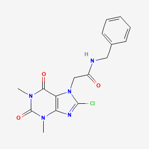 molecular formula C16H16ClN5O3 B11506539 Acetamide, N-benzyl-2-(8-chloro-1,3-dimethyl-2,6-dioxo-1,2,3,6-tetrahydropurin-7-yl)- 