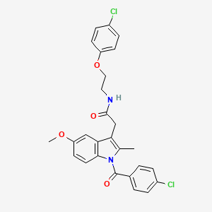 molecular formula C27H24Cl2N2O4 B11506543 N-[2-(4-chlorophenoxy)ethyl]-2-{1-[(4-chlorophenyl)carbonyl]-5-methoxy-2-methyl-1H-indol-3-yl}acetamide 