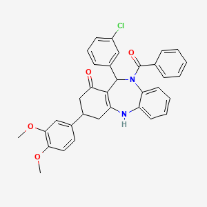 10-benzoyl-11-(3-chlorophenyl)-3-(3,4-dimethoxyphenyl)-2,3,4,5,10,11-hexahydro-1H-dibenzo[b,e][1,4]diazepin-1-one