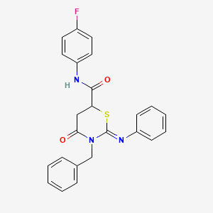 (2Z)-3-benzyl-N-(4-fluorophenyl)-4-oxo-2-(phenylimino)-1,3-thiazinane-6-carboxamide