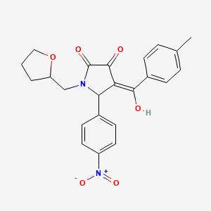 molecular formula C23H22N2O6 B11506584 3-hydroxy-4-[(4-methylphenyl)carbonyl]-5-(4-nitrophenyl)-1-(tetrahydrofuran-2-ylmethyl)-1,5-dihydro-2H-pyrrol-2-one 